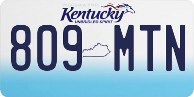 KY license plate 809MTN