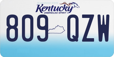 KY license plate 809QZW