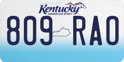 KY license plate 809RAO