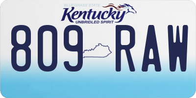 KY license plate 809RAW
