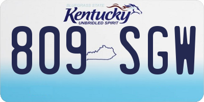 KY license plate 809SGW