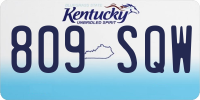 KY license plate 809SQW