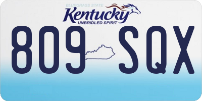 KY license plate 809SQX