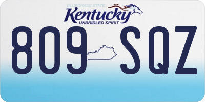 KY license plate 809SQZ