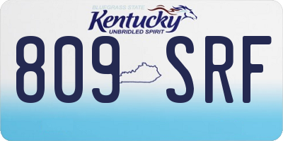 KY license plate 809SRF