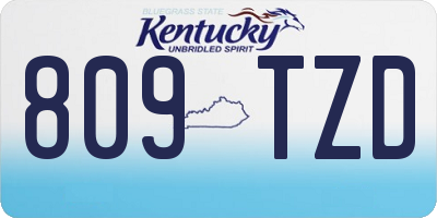 KY license plate 809TZD