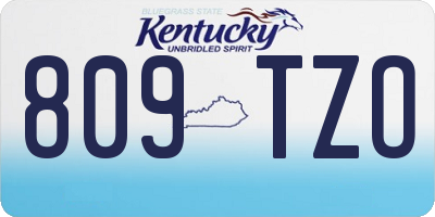 KY license plate 809TZO