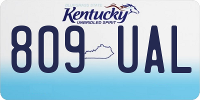 KY license plate 809UAL