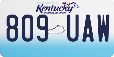 KY license plate 809UAW