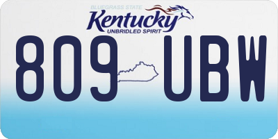 KY license plate 809UBW