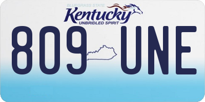 KY license plate 809UNE