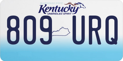 KY license plate 809URQ