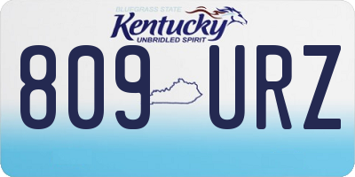 KY license plate 809URZ