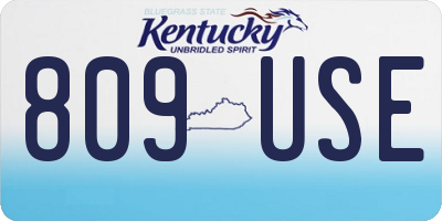 KY license plate 809USE
