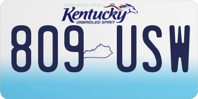 KY license plate 809USW