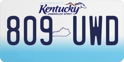 KY license plate 809UWD