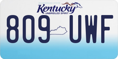 KY license plate 809UWF