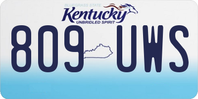 KY license plate 809UWS
