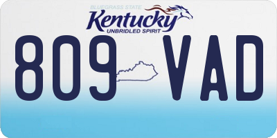 KY license plate 809VAD