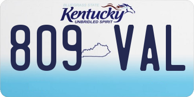 KY license plate 809VAL