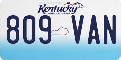 KY license plate 809VAN