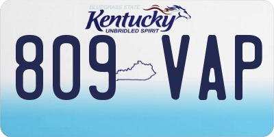 KY license plate 809VAP