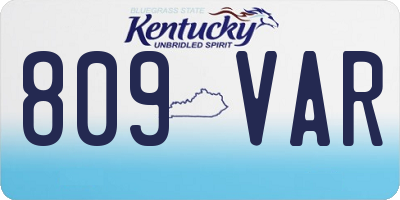 KY license plate 809VAR
