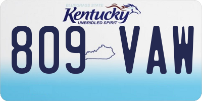 KY license plate 809VAW