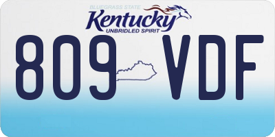 KY license plate 809VDF