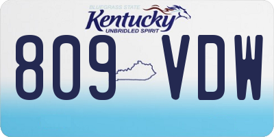 KY license plate 809VDW