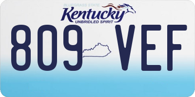 KY license plate 809VEF