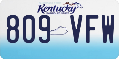 KY license plate 809VFW