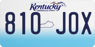 KY license plate 810JOX
