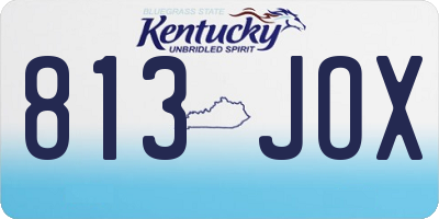 KY license plate 813JOX