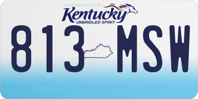 KY license plate 813MSW