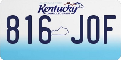 KY license plate 816JOF