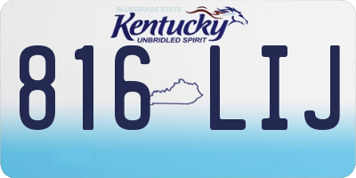 KY license plate 816LIJ