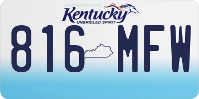 KY license plate 816MFW