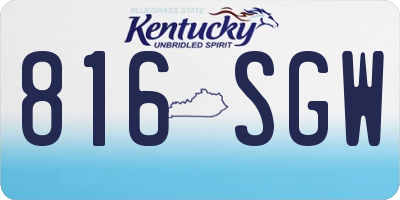 KY license plate 816SGW