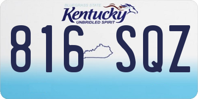 KY license plate 816SQZ