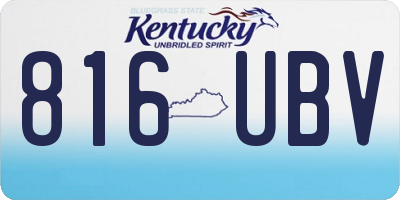 KY license plate 816UBV