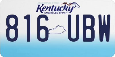 KY license plate 816UBW