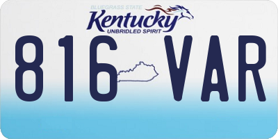 KY license plate 816VAR