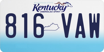 KY license plate 816VAW