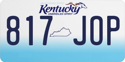 KY license plate 817JOP