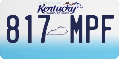 KY license plate 817MPF