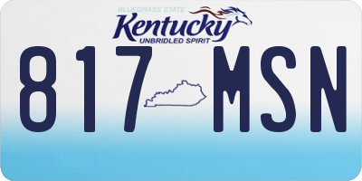 KY license plate 817MSN