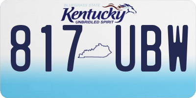 KY license plate 817UBW