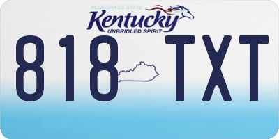 KY license plate 818TXT