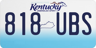 KY license plate 818UBS